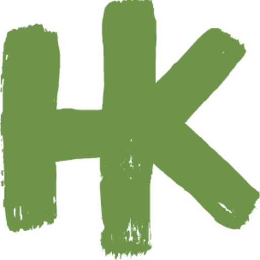 Ein grünes Logo mit den Grossbuchstaben H und K.